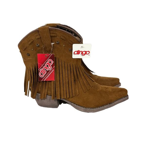 Dingo Cassidy Rust Fringe‎ Studded Western Boots Size 7.5 - Picture 1 of 8
